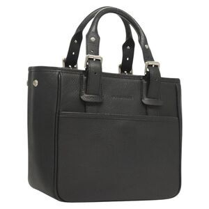 Burberry Vintage Handbag Leather Black Leather Handbag (Pre-Owned)